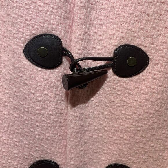Lands End Womens Pink Basketweave Wool Blend Toggle Button Duffel Coat 8 Preppy - Picture 2 of 6